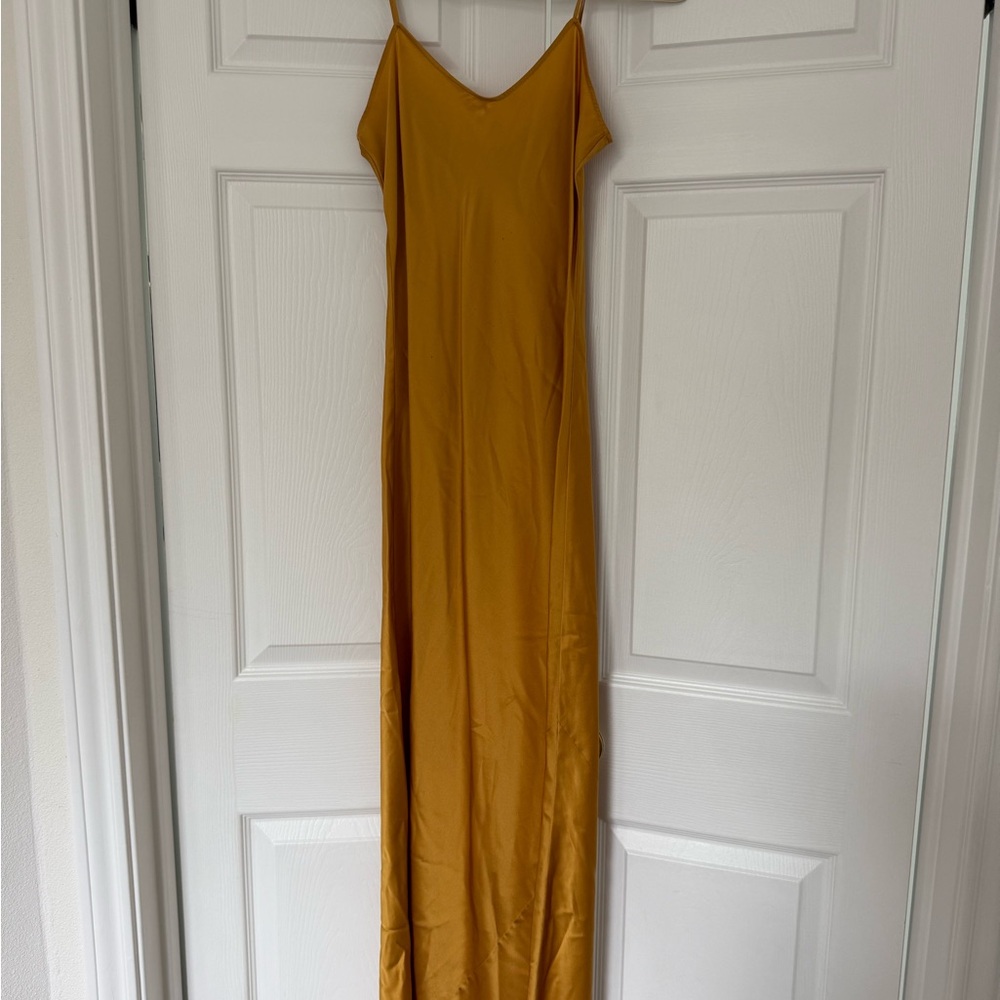 Reformation gold silk maxi dress